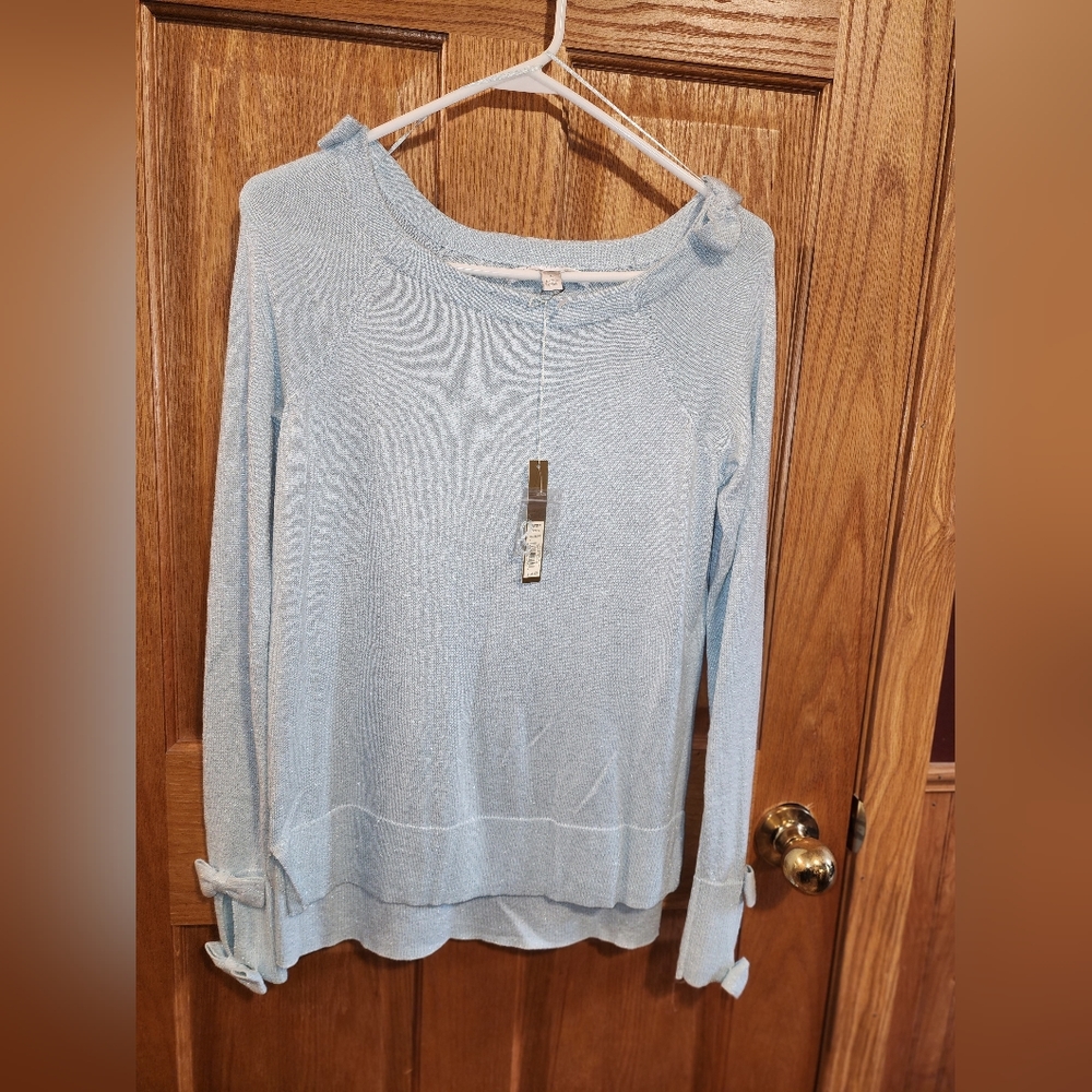 Laura Conrad sz S mint green long sleeve pullover scoop neck